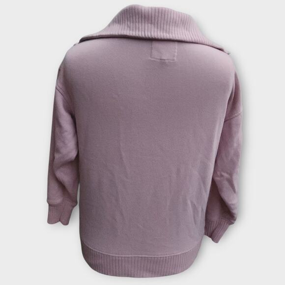 Aerie Sweatshirt Women's XS Pink 1/4 Zip Turtle Neck Ribbed Oversized - Picture 3 of 7